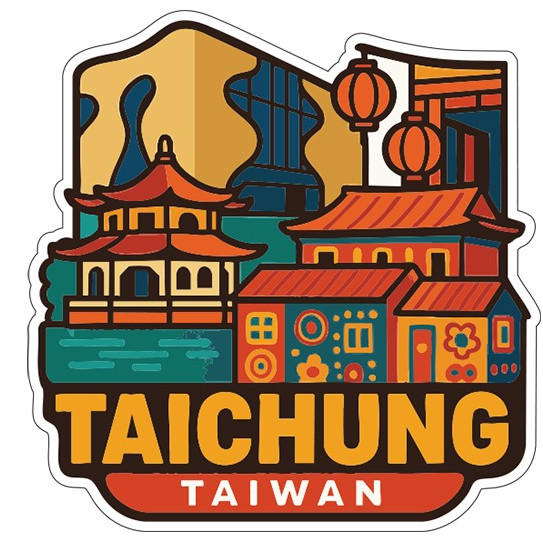 Taichung Taiwan Sticker Decal Vinyl Die-Cut City Skyline Landmark Design