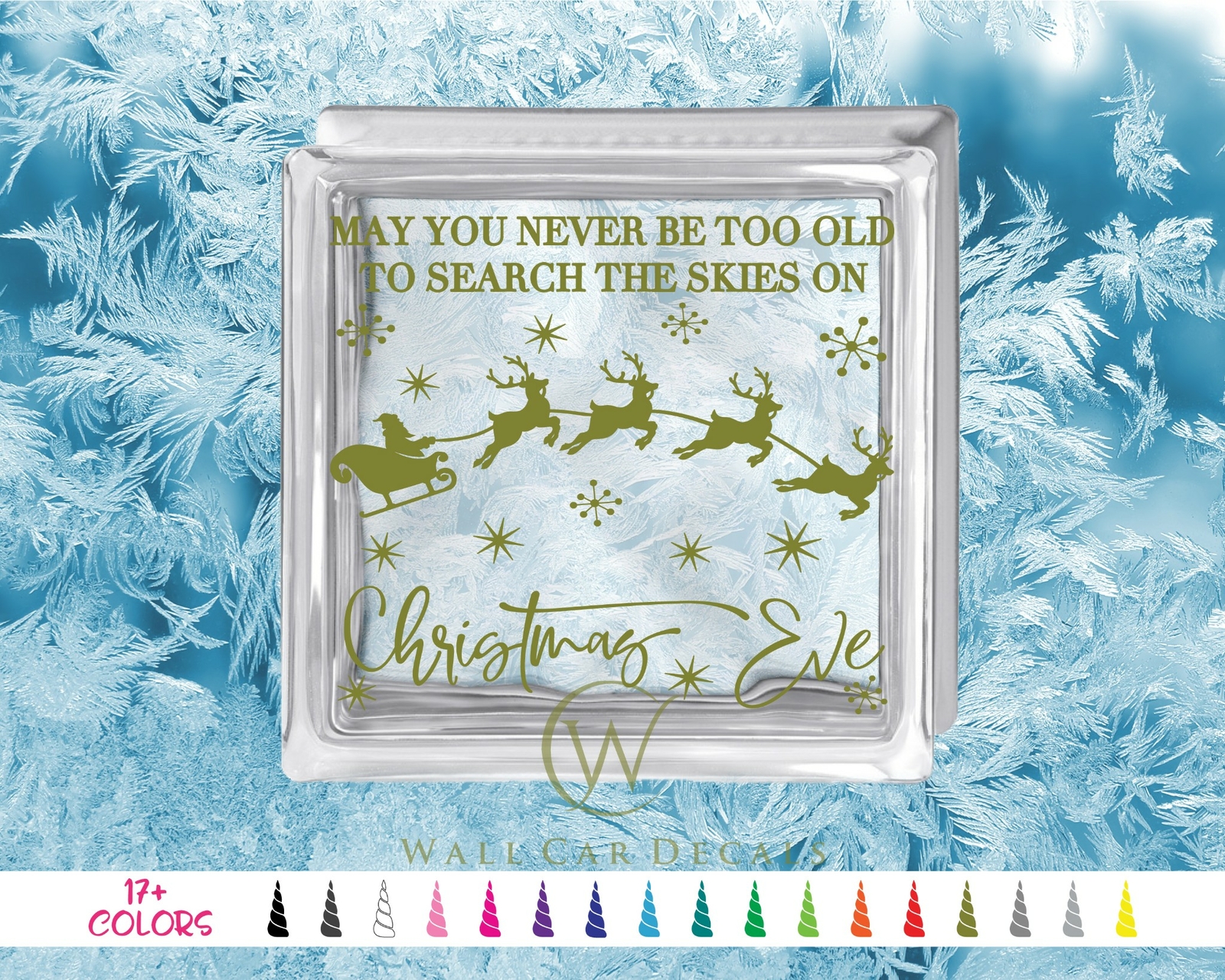 Christmas Eve Reindeer Glass Wood Block Decal Craft DIY Sticker Holiday Shadow