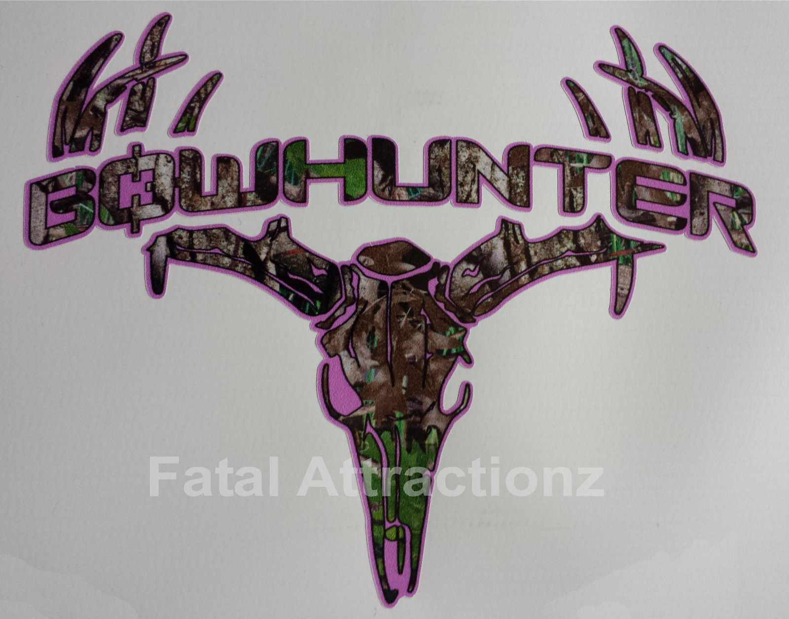 Pink Camo Bowhunter Deer Skull S4 Vinyl Sticker Decal buck trophy whitetail