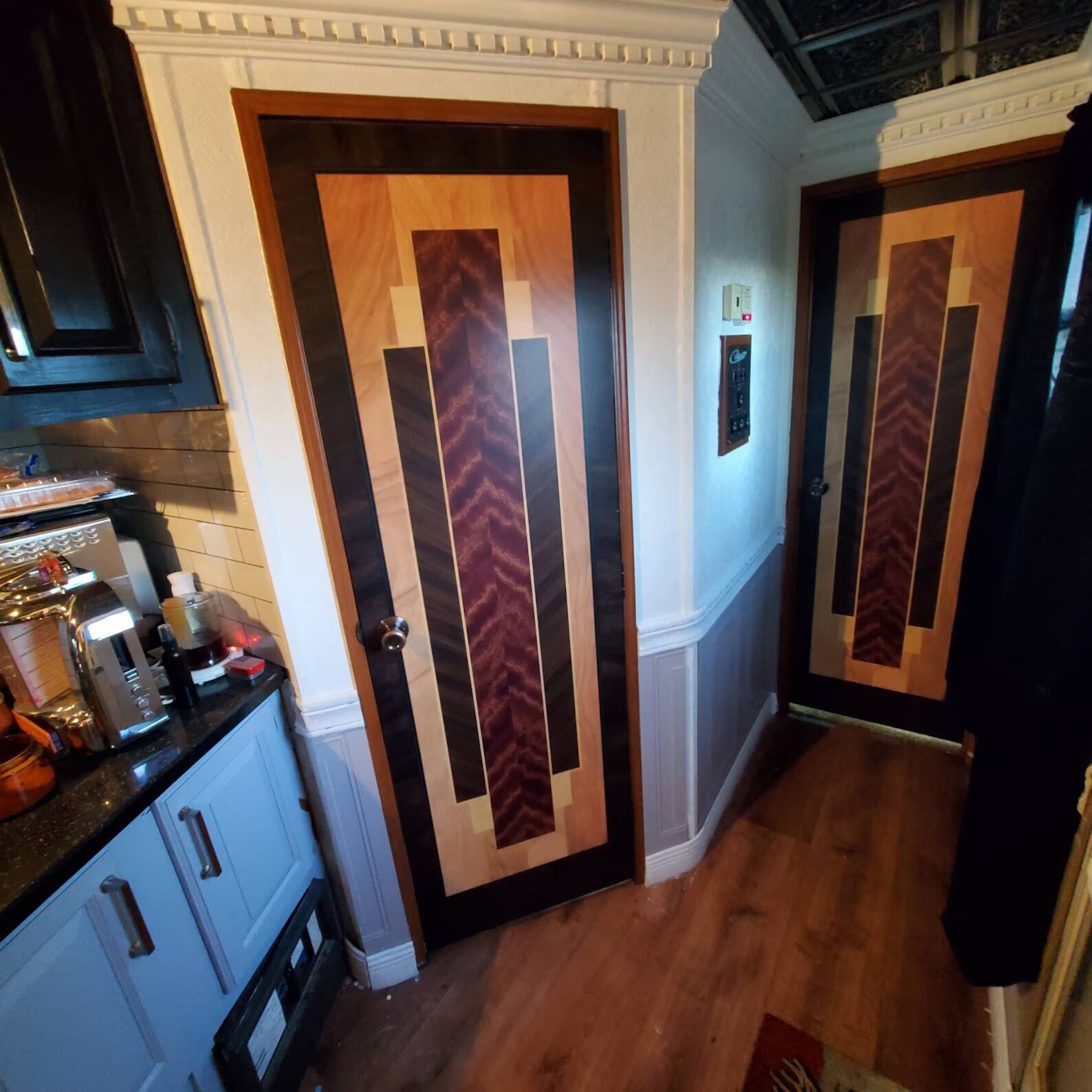 Art Deco Door Mural, Laminated Sticker Wrap, Peel’n’Stick. Single Piece