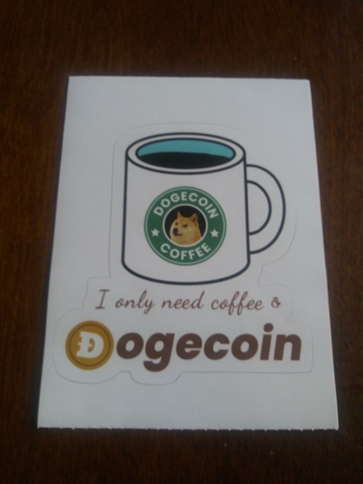 COFFEE & DOGECOIN cool Starbucks themed vinyl stickers! 3.0 x 3.3