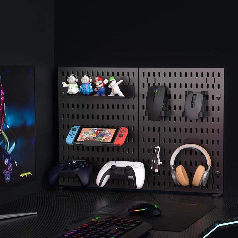 Home & Office Desktop Pegboard: Height-Adjustable Standing Storage Rack for Supp