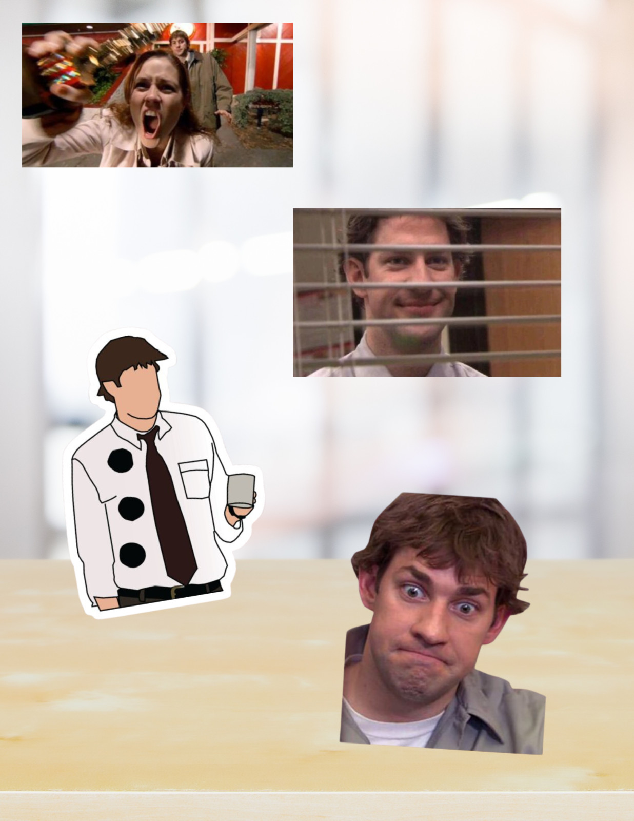 The Office Jim TV 4pc Sticker Pack