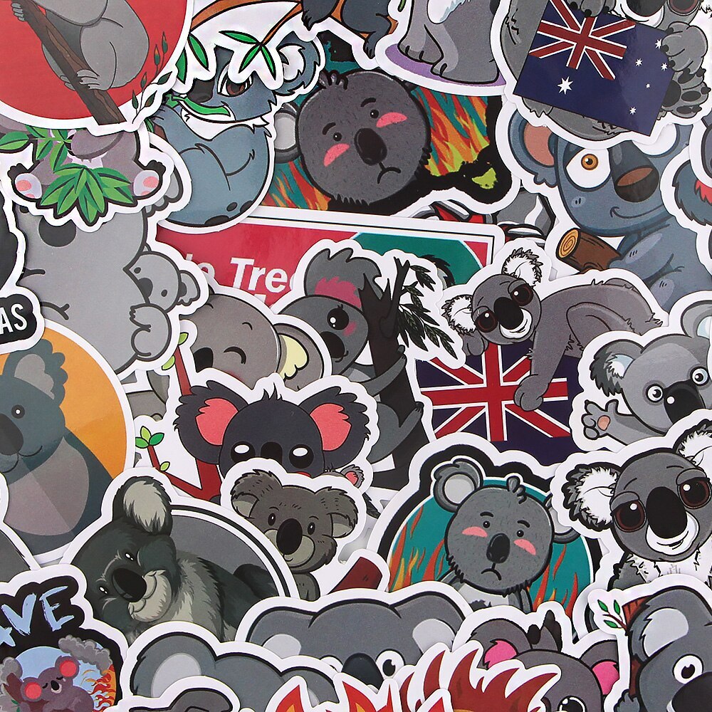 KOALA Vinyl Stickers [A] AUSTRALIA Animals BEAR ~Waterproof WATER BOTTLE Decals