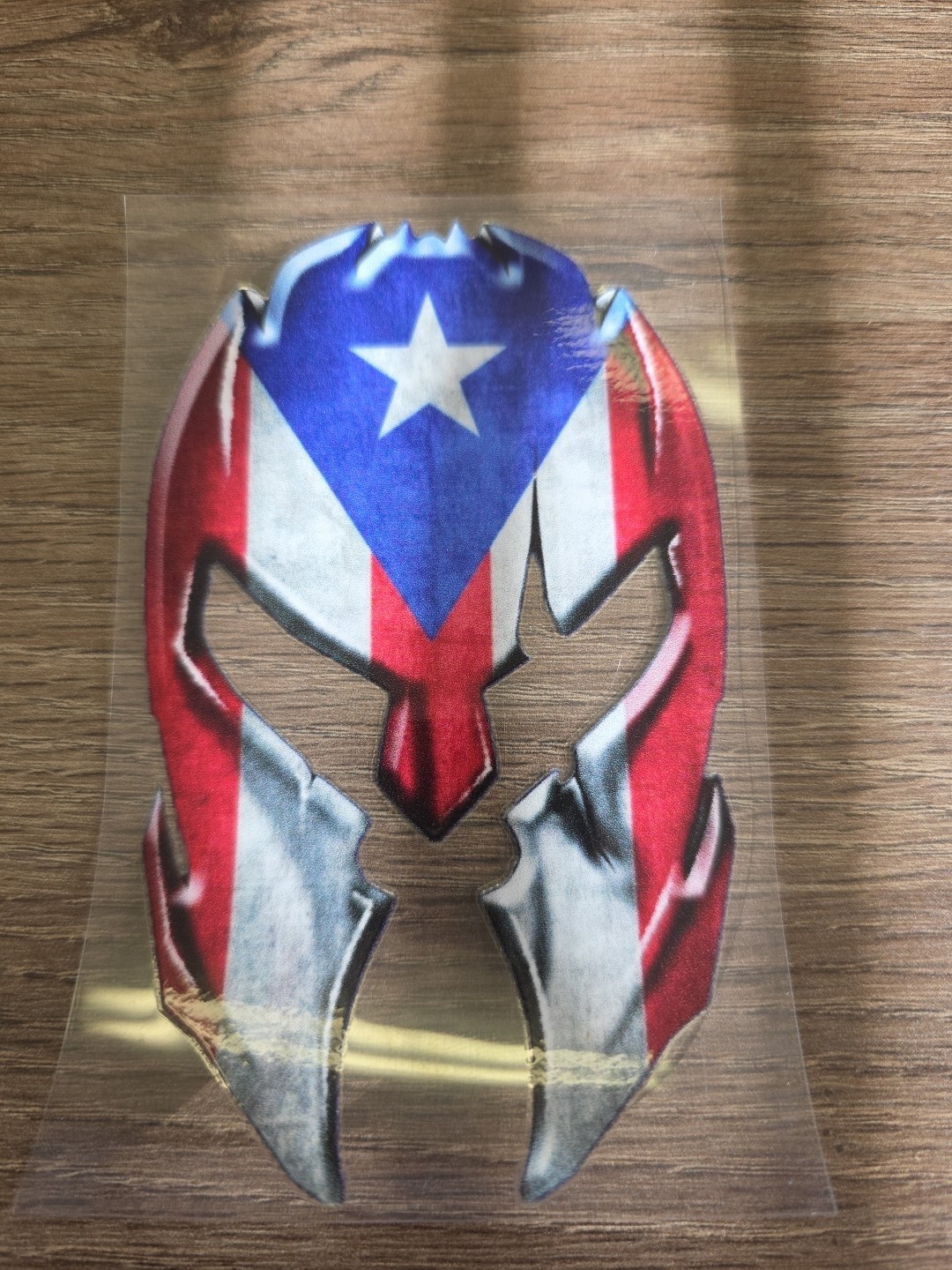 Puerto Rico Flag Spartan Helmet Support UVDTF Decal Made In USA Waterproof