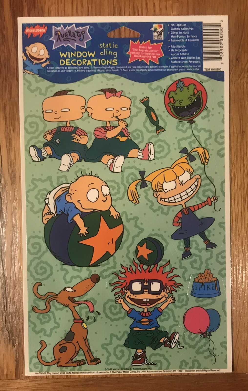 Vtg Rugrats Nickelodeon Static Cling Window Decorations Tommy Chuckie Lot Of 4