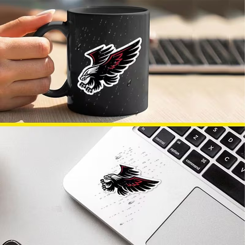 Soaring Hawk Vinyl Decal Sticker- Matte End, Self-Adhesive Dynamic Hawk Design|