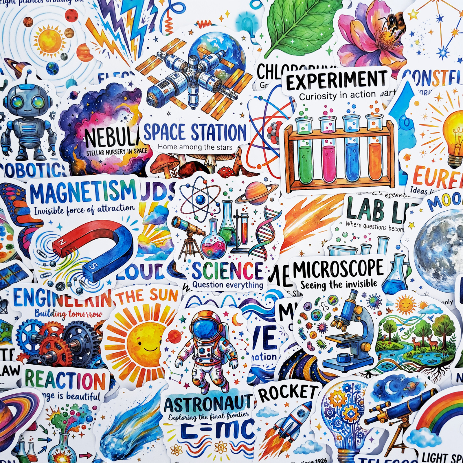50 PCS Educational Science Sticker Pack STEM Classroom Chemistry Biology