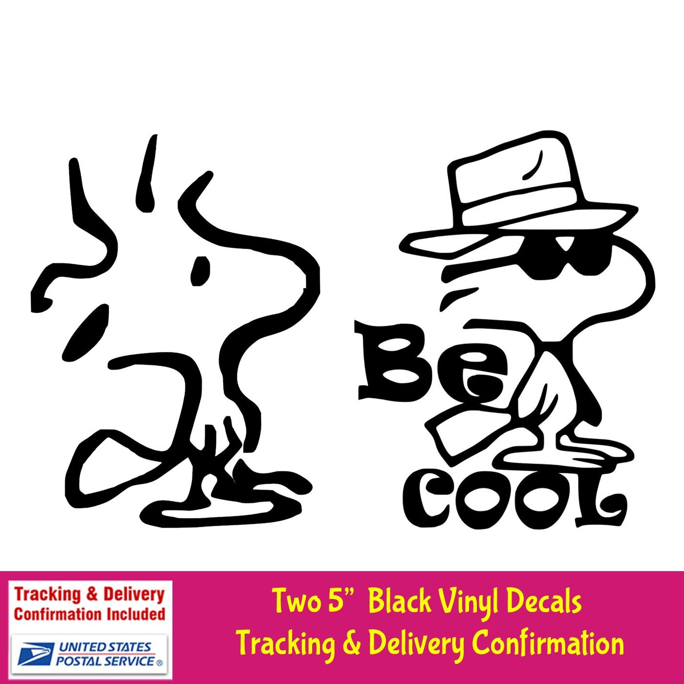 Woodstock & Be Cool TWO 5″ Black Vinyl Decals Car Truck RV Window Tumbler Tablet
