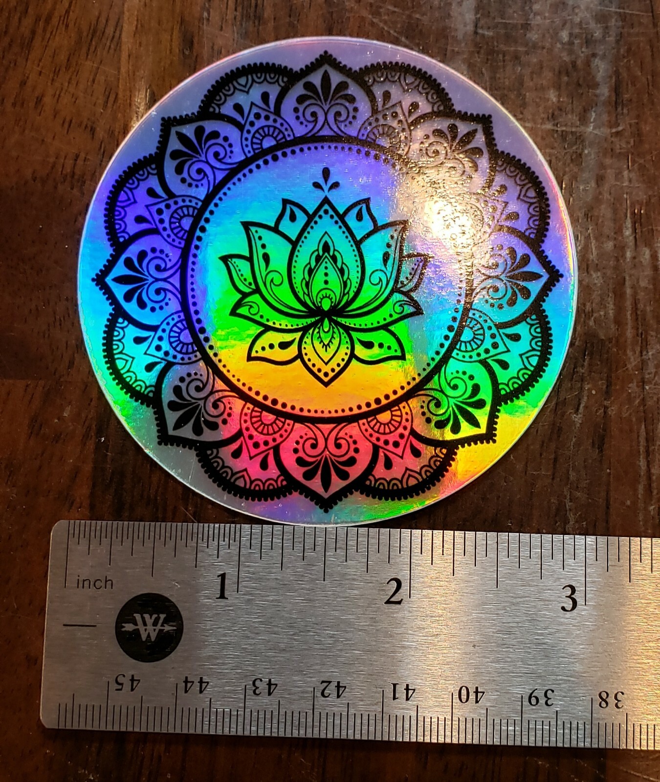 LOTUS MANDALA Holographic Sticker Vinyl 3inch UV WEATHER RESISTANT Buddhist