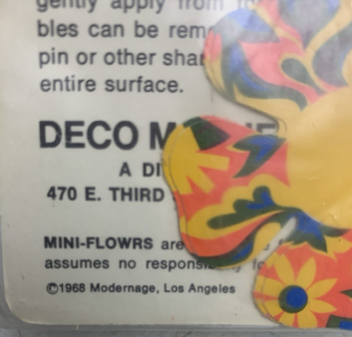 Vintage 60s Deco Mini Flowrs A Flower Power Groovy 10 pc Self-Adhesive Retro