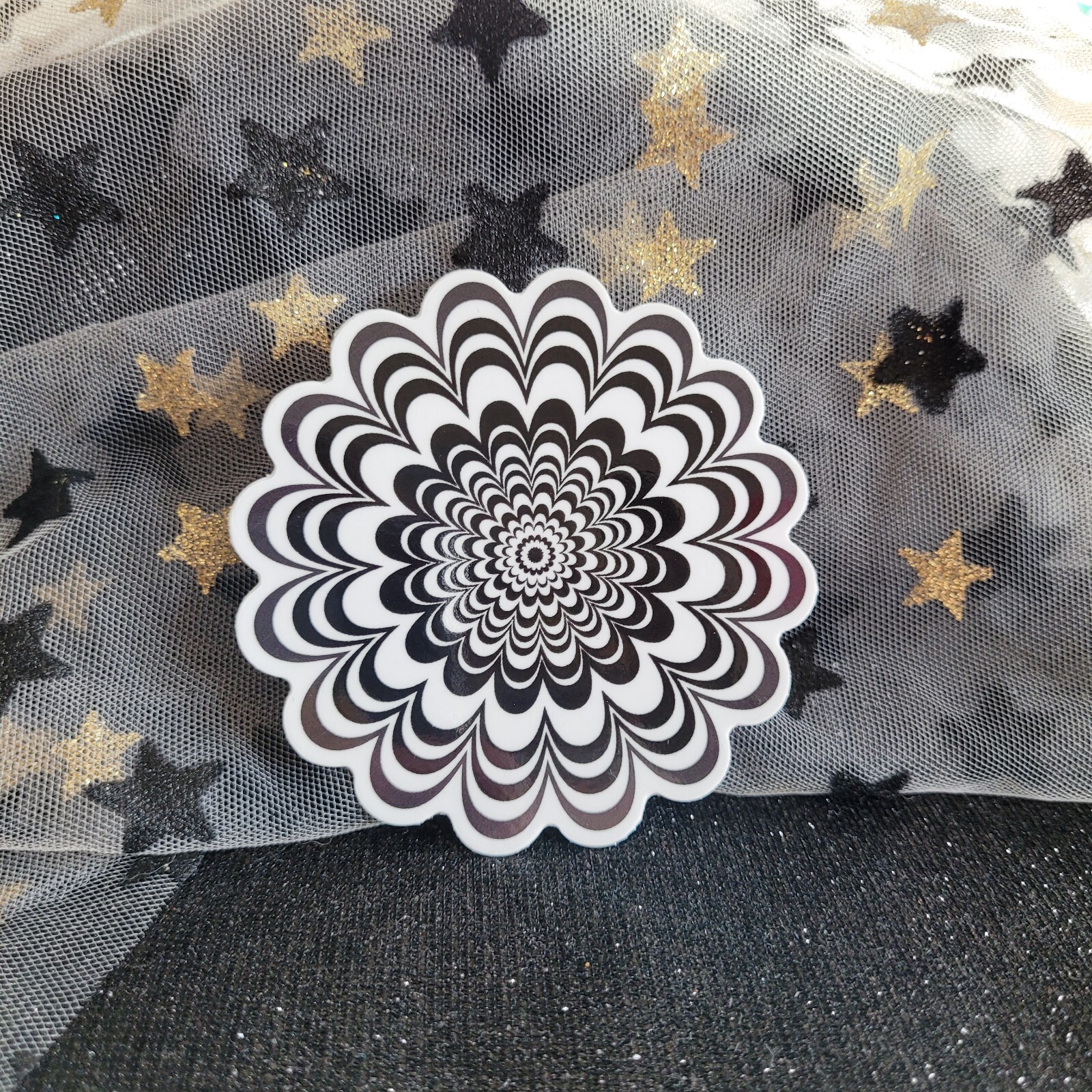 BWC009-Flower Shaped Black White Sticker | Monochromatic | Psychedelic Flowers