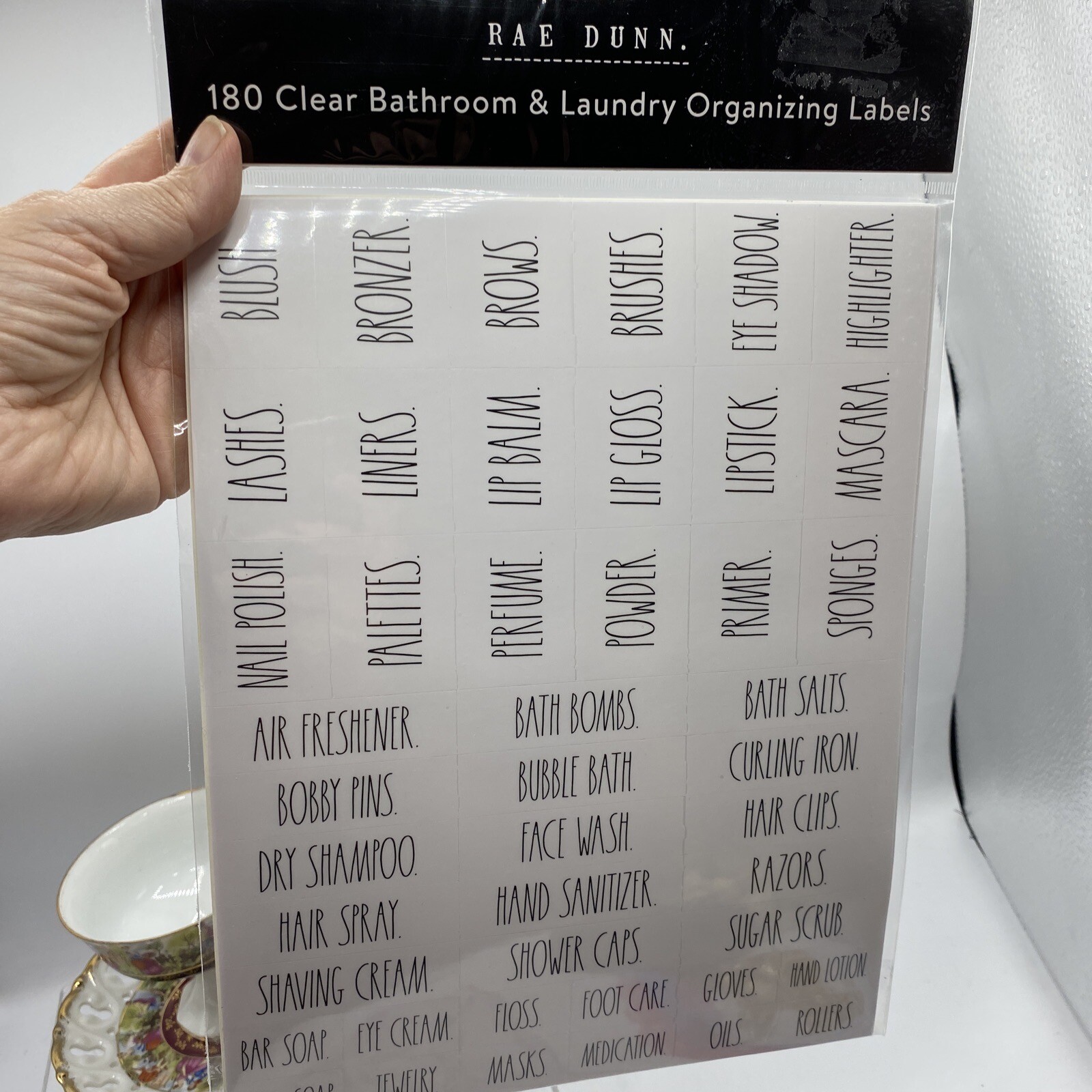 NEW Rae Dunn 180 Clear & Black Kitchen Bathroom Laundry Organizing Labels