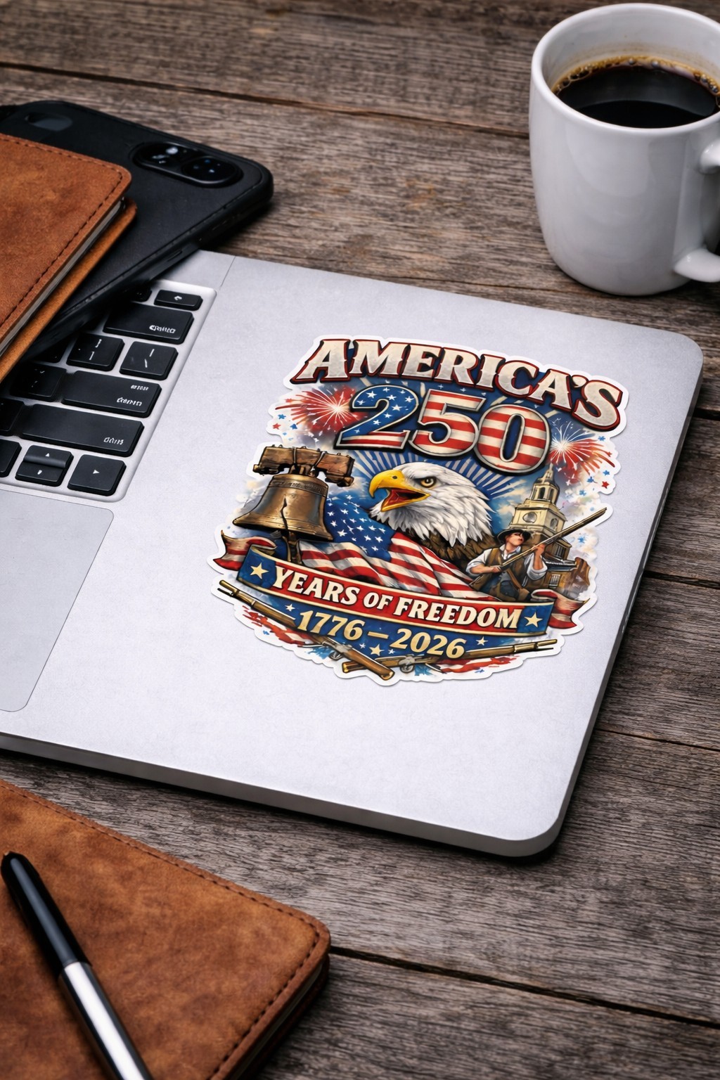 America 250 Adhesive Sticker | 1776–2026 Patriotic Decal | America’s 250 Years
