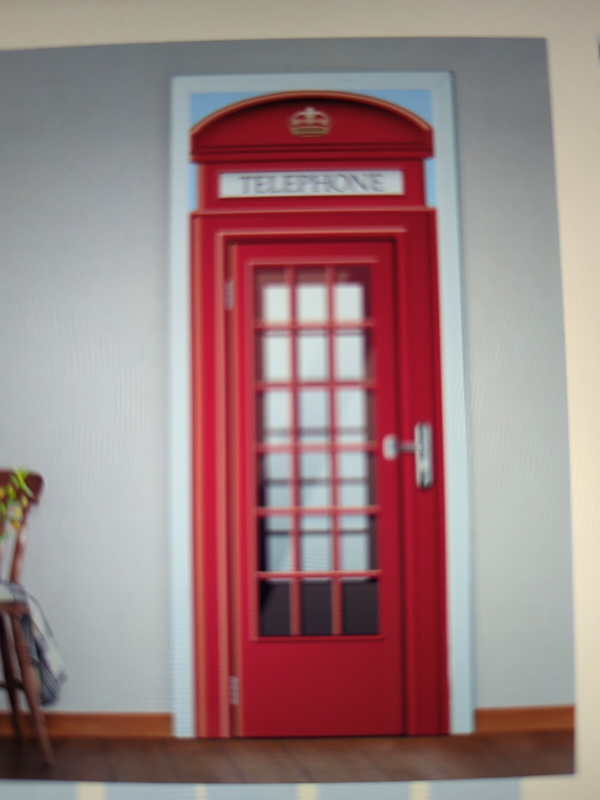 Funlife London Telephone Booth 3D Door Or Wall Mural self adhesive for poster