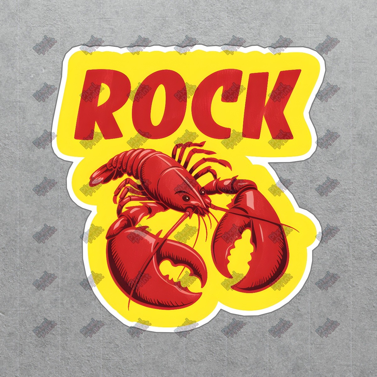 Vintage Lobster ROCK Sign Bright Yellow & Red Coastal Decor Seafood #19107