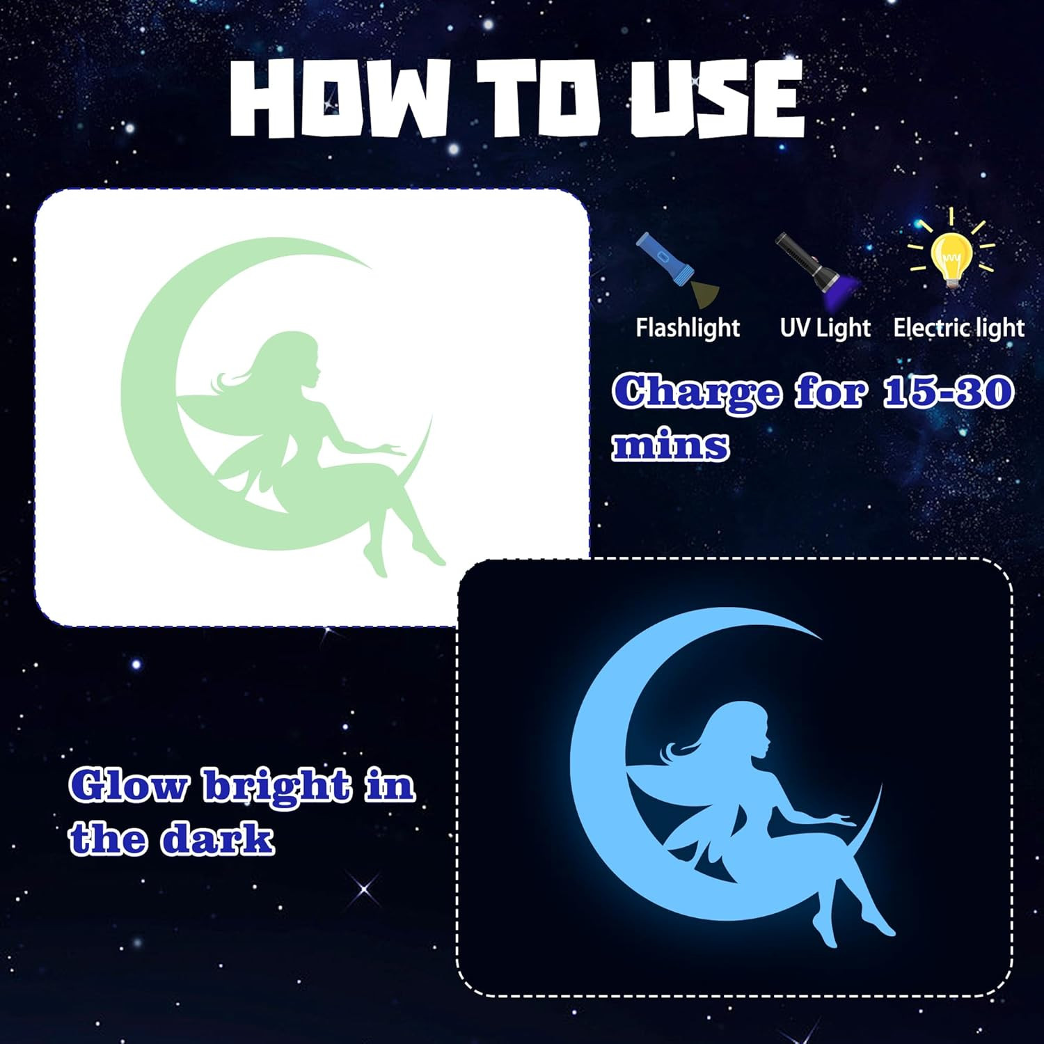 Glow in the Dark Stars Unicorn Wall Decals for Kids Nursery and Bedroom Decor