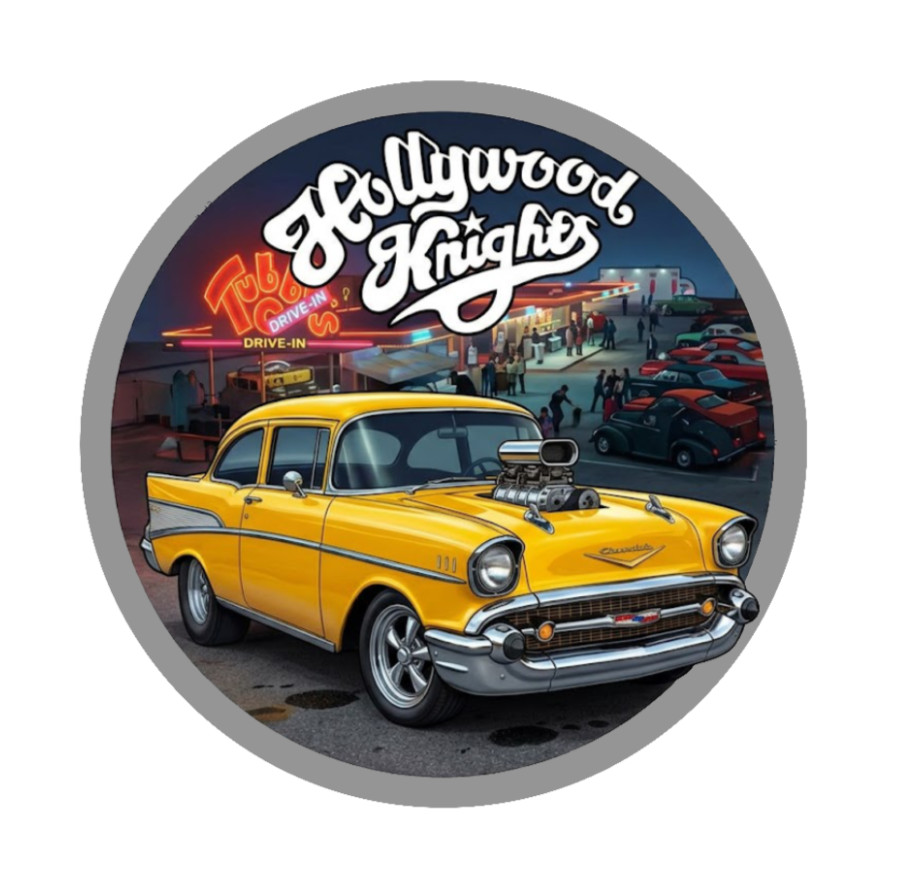 Car Classic “57 Chevy” Hollywood Knights 4″ Vinyl Decal Handmade Vehicle Cooler
