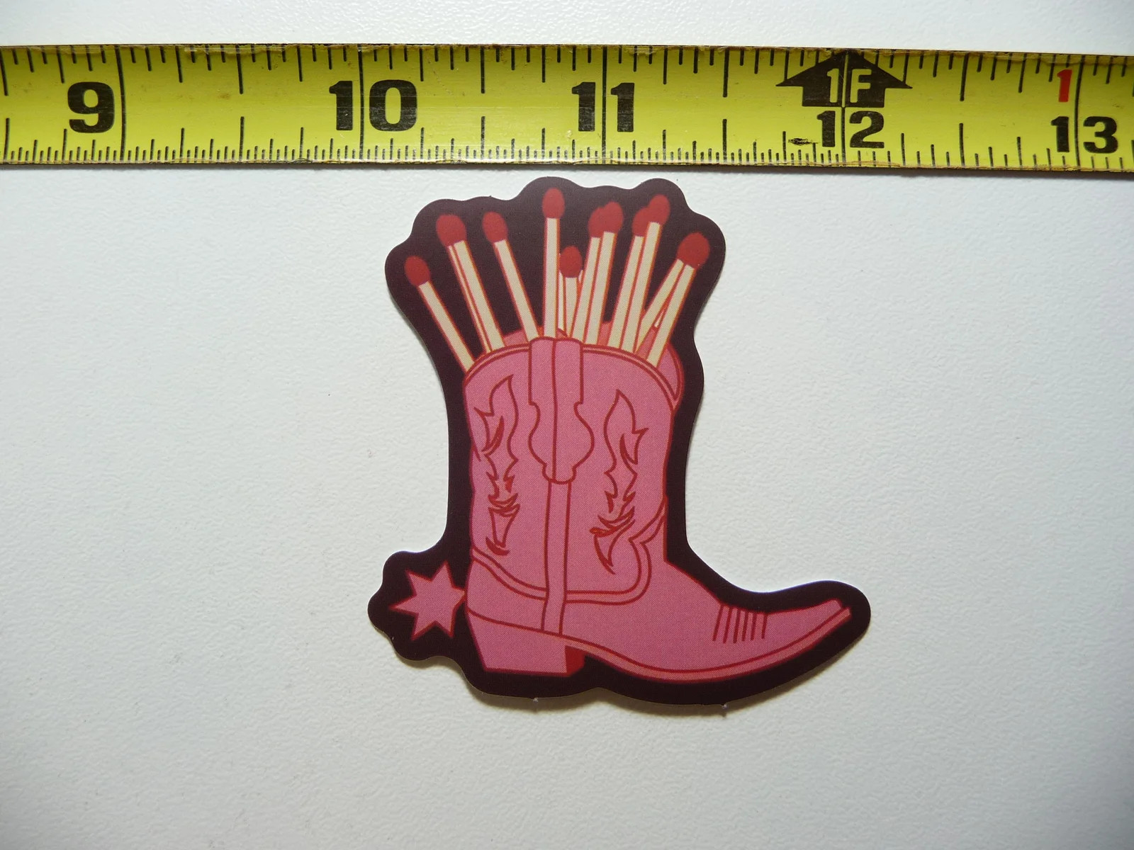 COWBOY BOOT MATCHES MATCH HOLDER SMALL STICKER DECAL COUNTRY WESTERN THEME