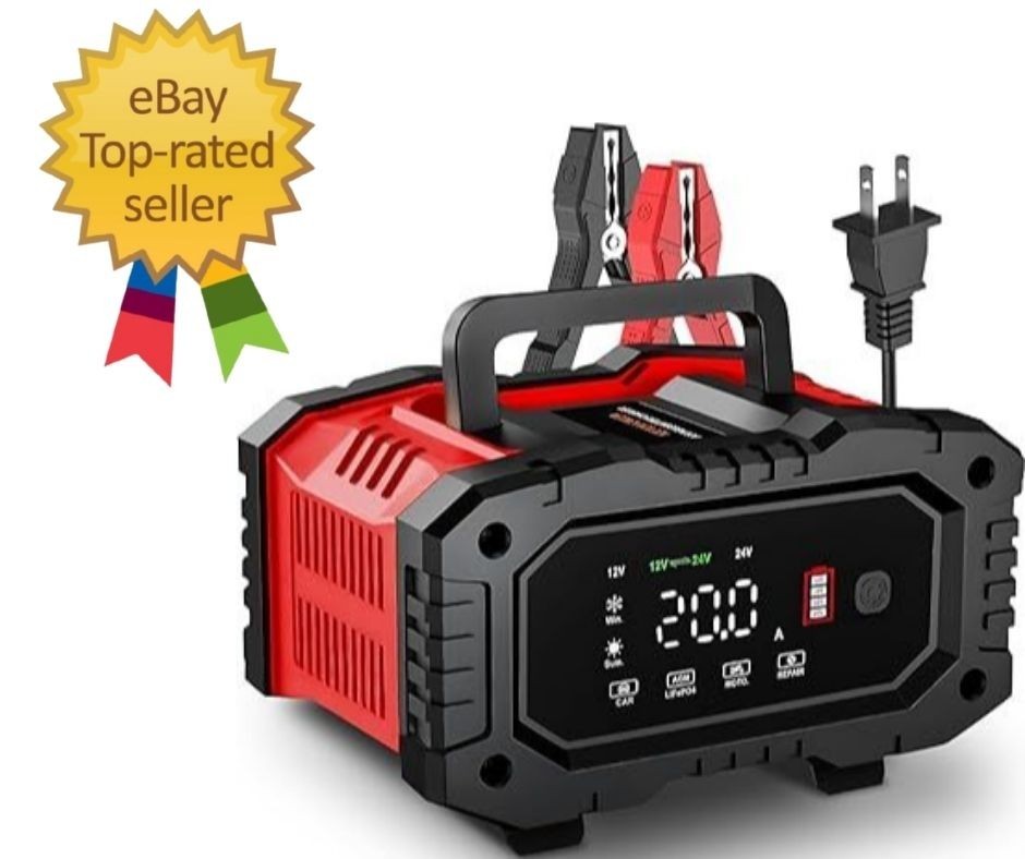 20-Amp Car Battery Charger, 12V/20A and 24V/10A LiFePO4,Lead-AcidAGM/Gel/SLA …