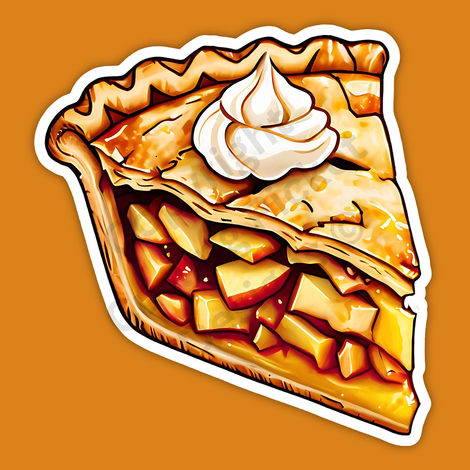 Slice of Apple Pie with Whipped Cream Food Dessert 3″ Vinyl Sticker