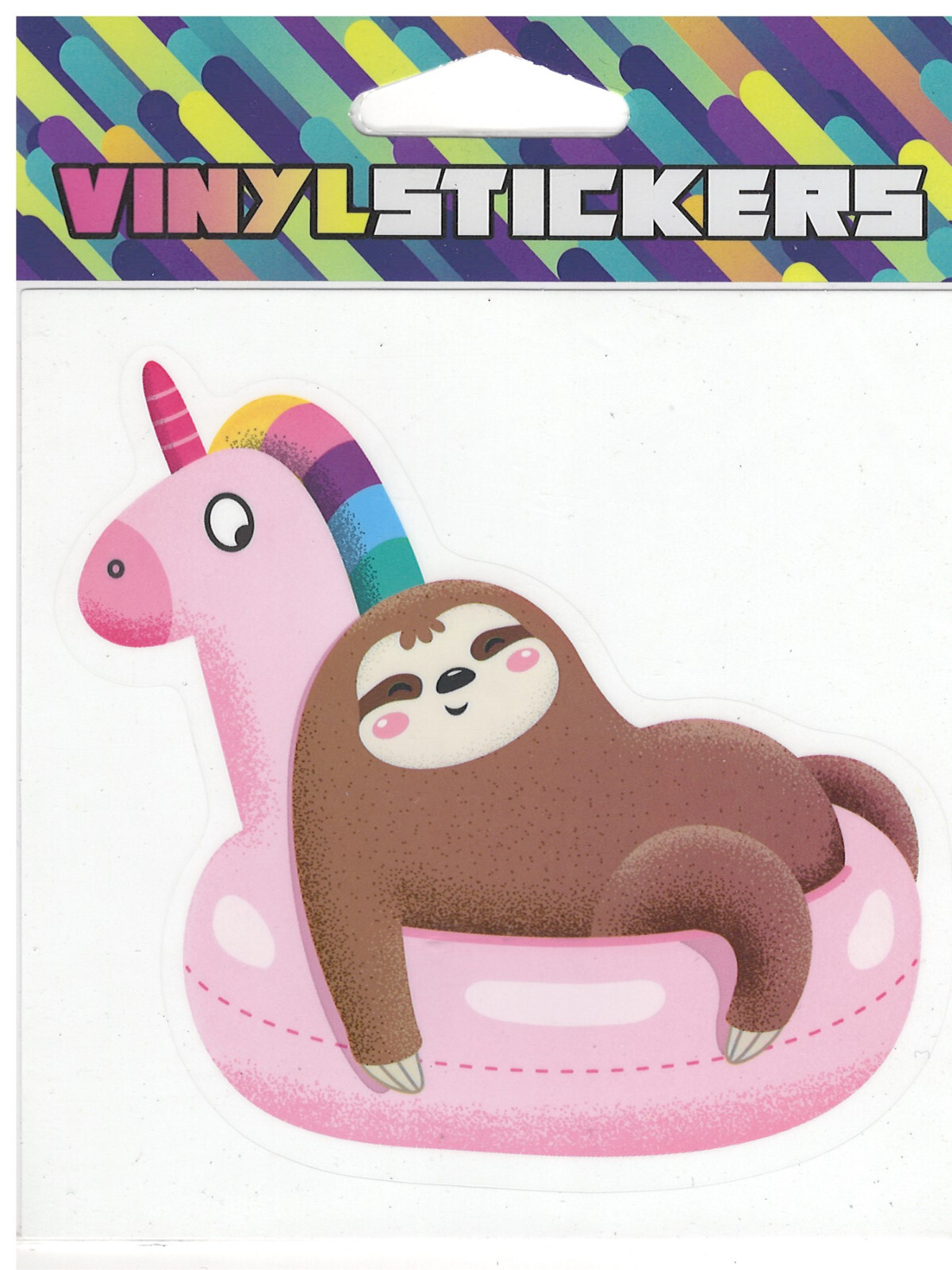 Sloth In Pink Pool Tube High Quality Vinyl Sticker