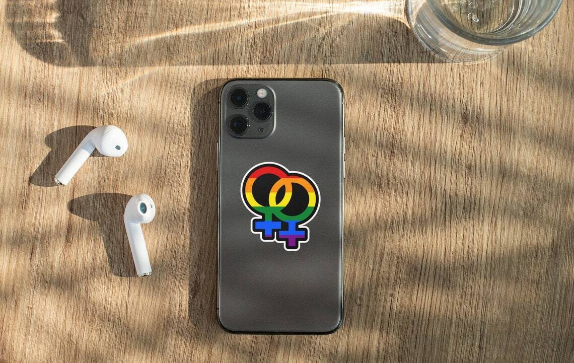 Double Female Gender Symbol Sticker Decal Pride Flag LGBTQ Gay Lesbian Community