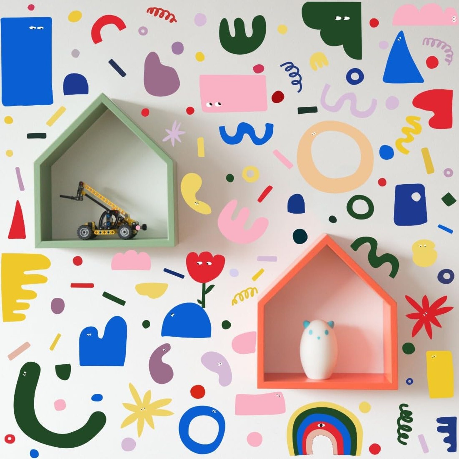 Abstract Shapes Wall Decal,Colorful Irregular Polka Dot Vinyl Wall Stickers, …