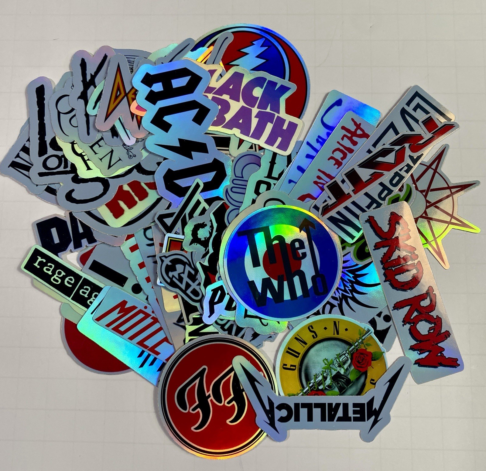 50 Large Classic Rock Stickers 50s 60s 70s 80s 90s Rock & Roll Waterproof Large