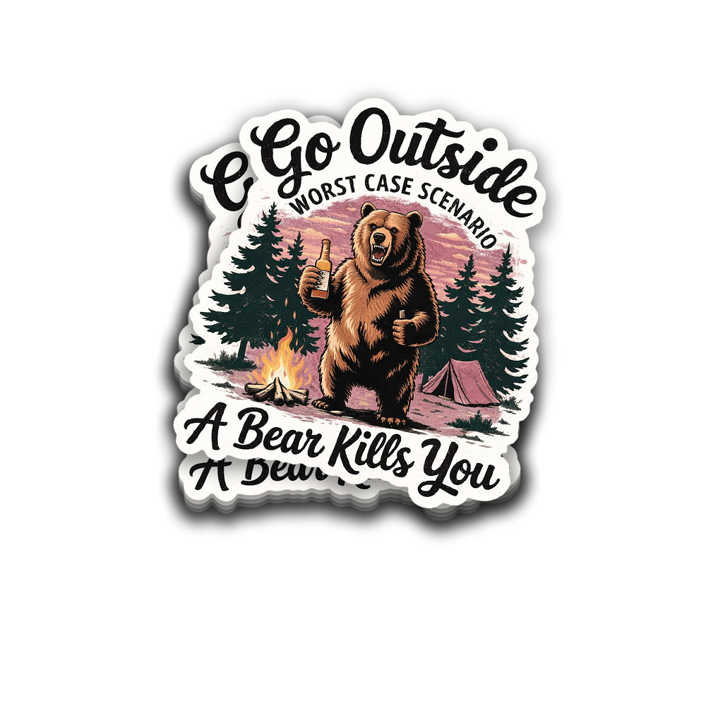 Go Outside Sticker 4 Inch Vinyl Waterproof Decal Camping Tent Outdoor Recreation