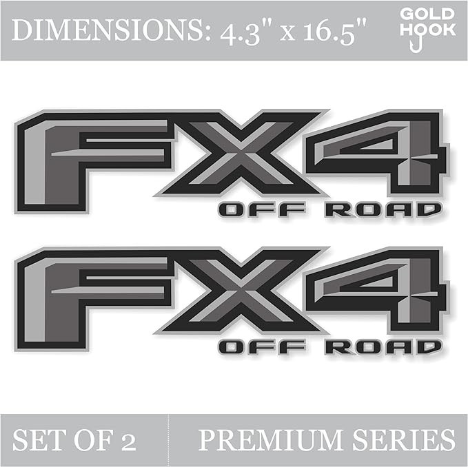 Ford F150 Decal Sticker Set: FX4 Off Road Truck Bedside – Super Duty Gray Met…