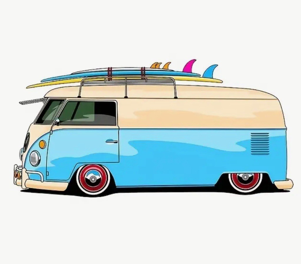 RETRO VW BUS VAN BEACH SURF HIPPIE BOHO 5” INCH VINYL DECAL STICKER 1PC