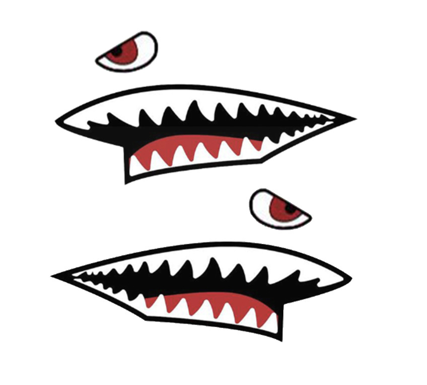 Shark Teeth Tooth Mouth Vinyl Sticker Decal Flying Tiger Warhawk WW2 WWII