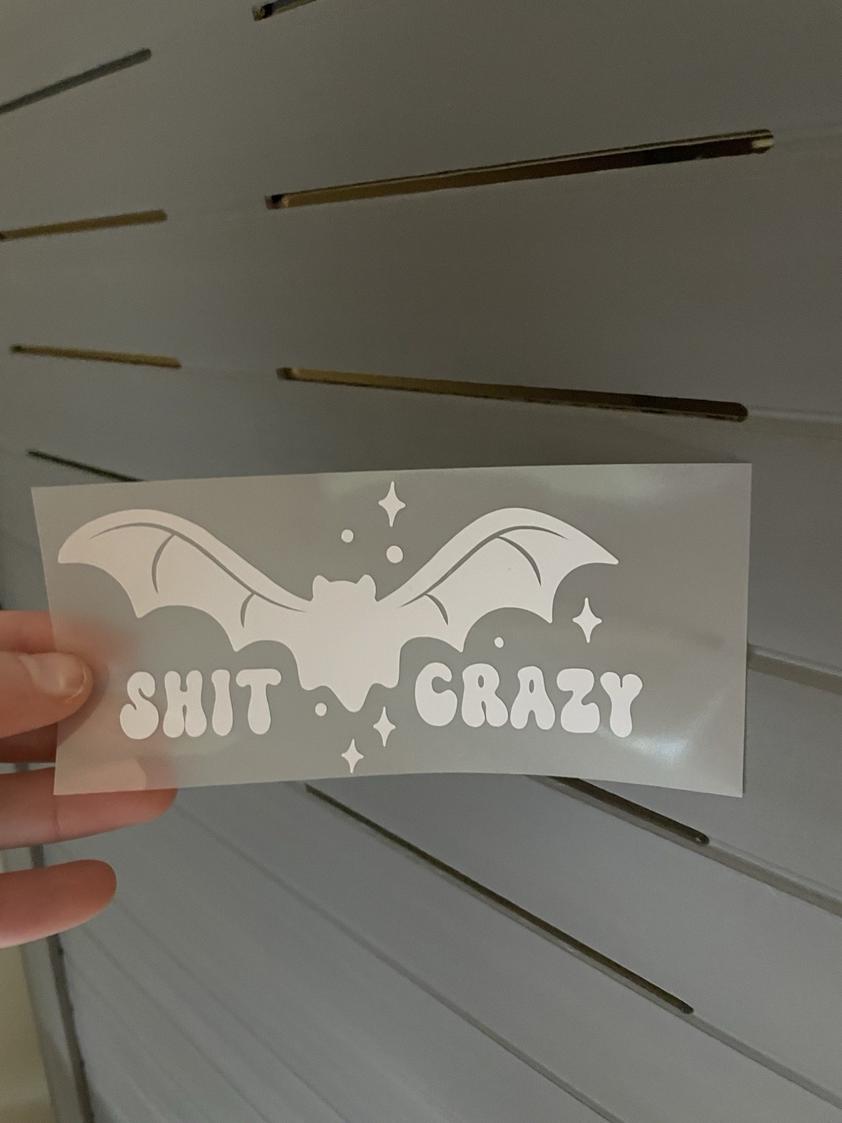 Bat Shape Humor Vinyl Decal Sticker White for Wall Window Car Door Adults