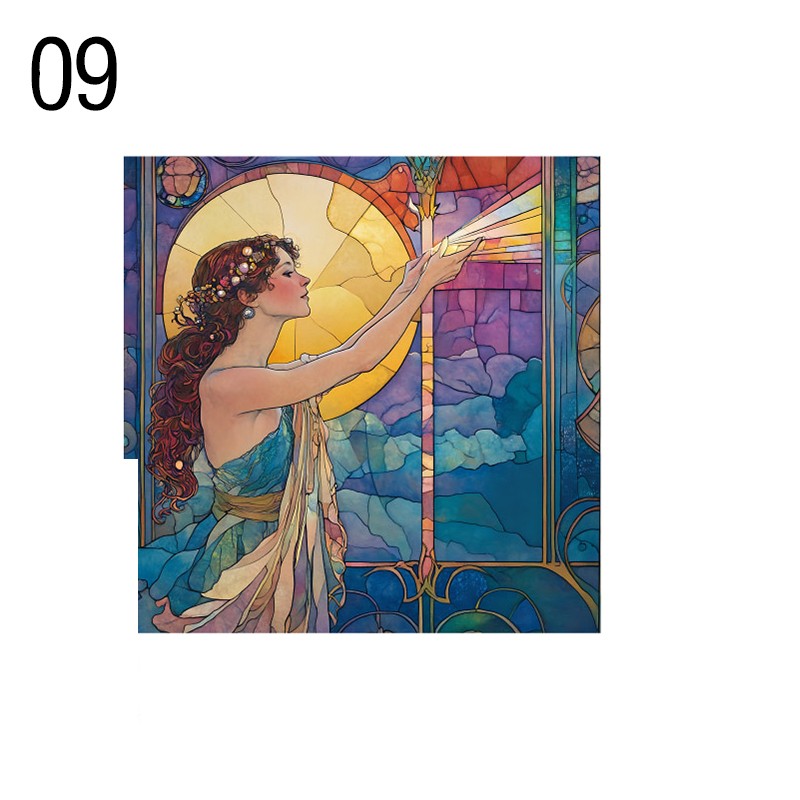 Retro Church Stained Glass Film Matte Backing Adhesive Art Privacy Film Decor
