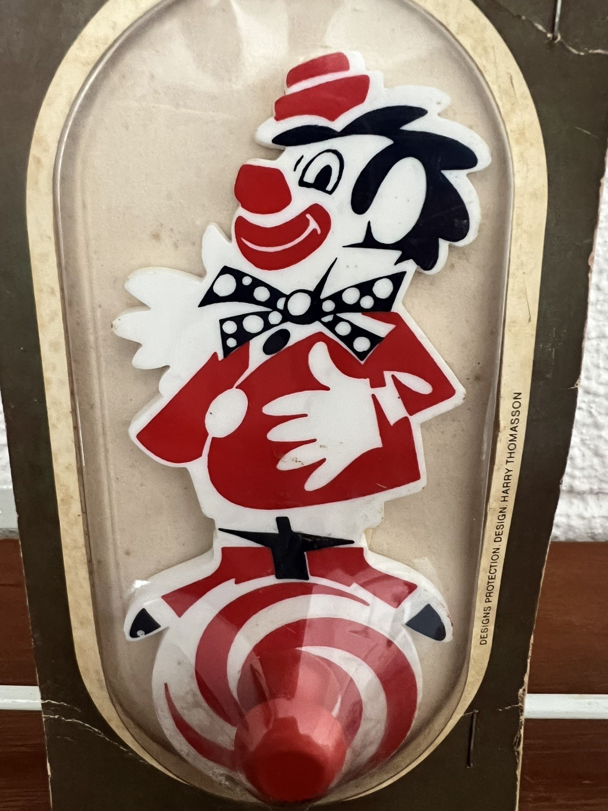 Vintage Swedish Plastic, Osmos Circus Hook, Harry Thomasson Design, Retro Clown