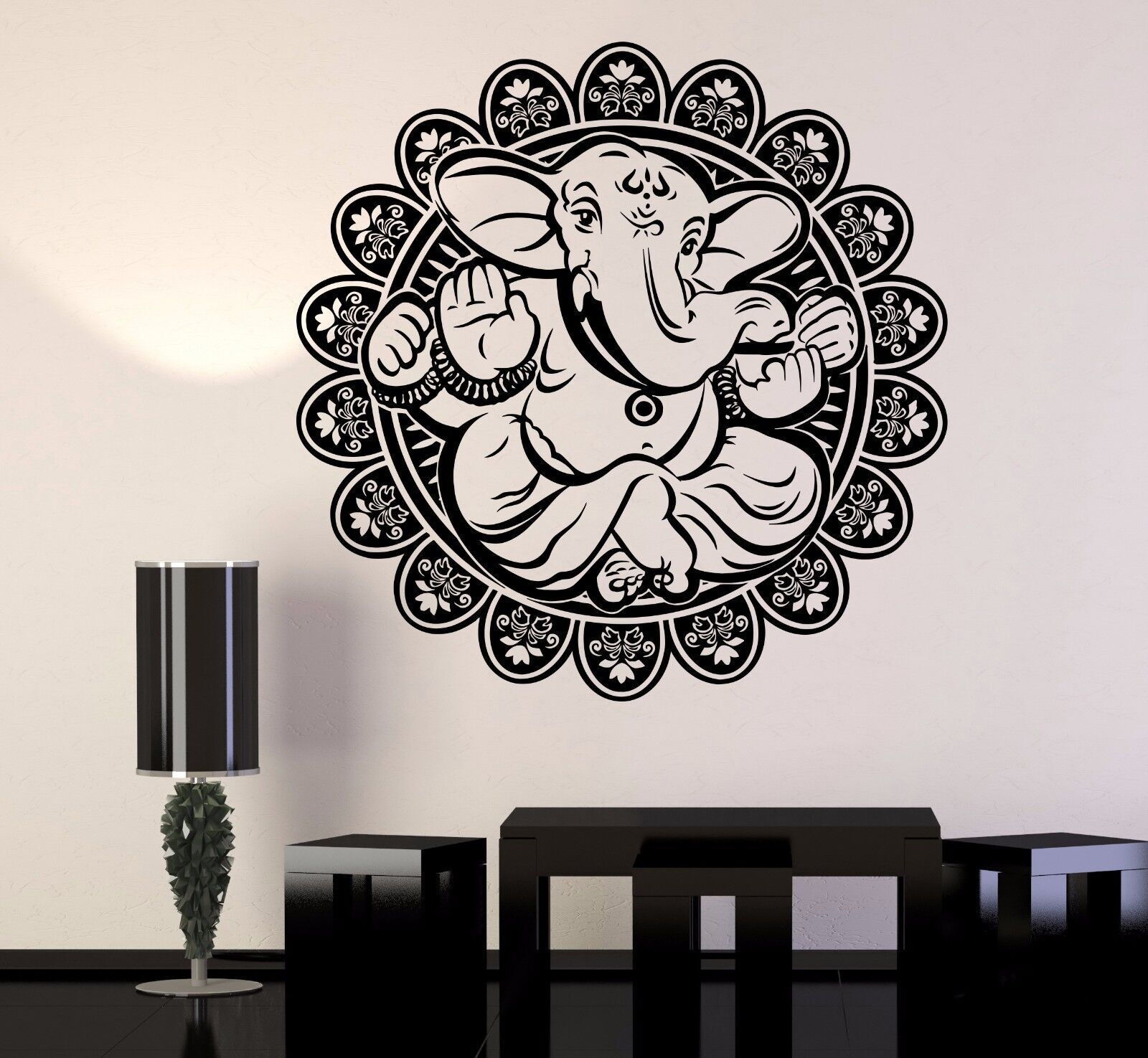 Vinyl Wall Decal Ganesha Hindu Elephant God Hinduism Lotus Stickers (155ig)