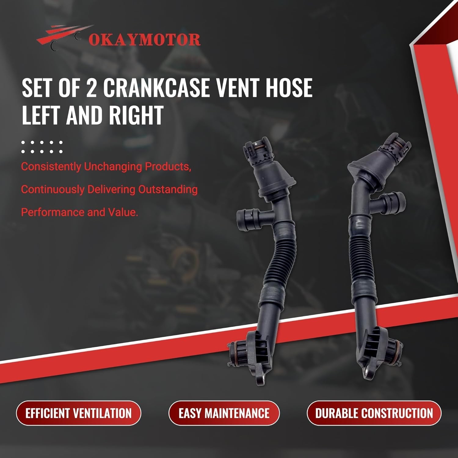 Set of 2 Crankcase Vent Hose Left and Right N63 pcv for BMW 550i 650i 750i X5 X6