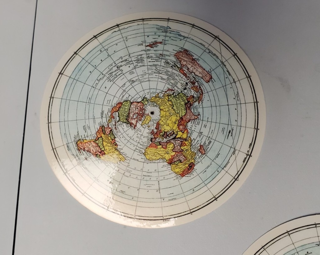 FLAT EARTH 🌎 MAP STICKER 5 inches in diameter
