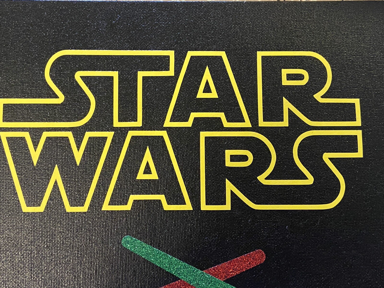 Handcrafted Star Wars With Lightsabers Vinyl On Canvas 9×12 Signed Artwork