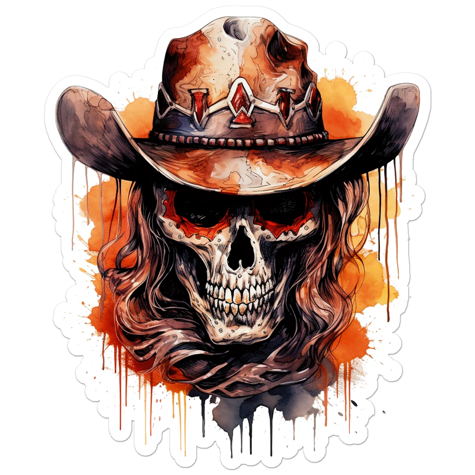 Cowboy Hat Skull – Vinyl Decal Sticker – Car Window Laptop – ebn11704