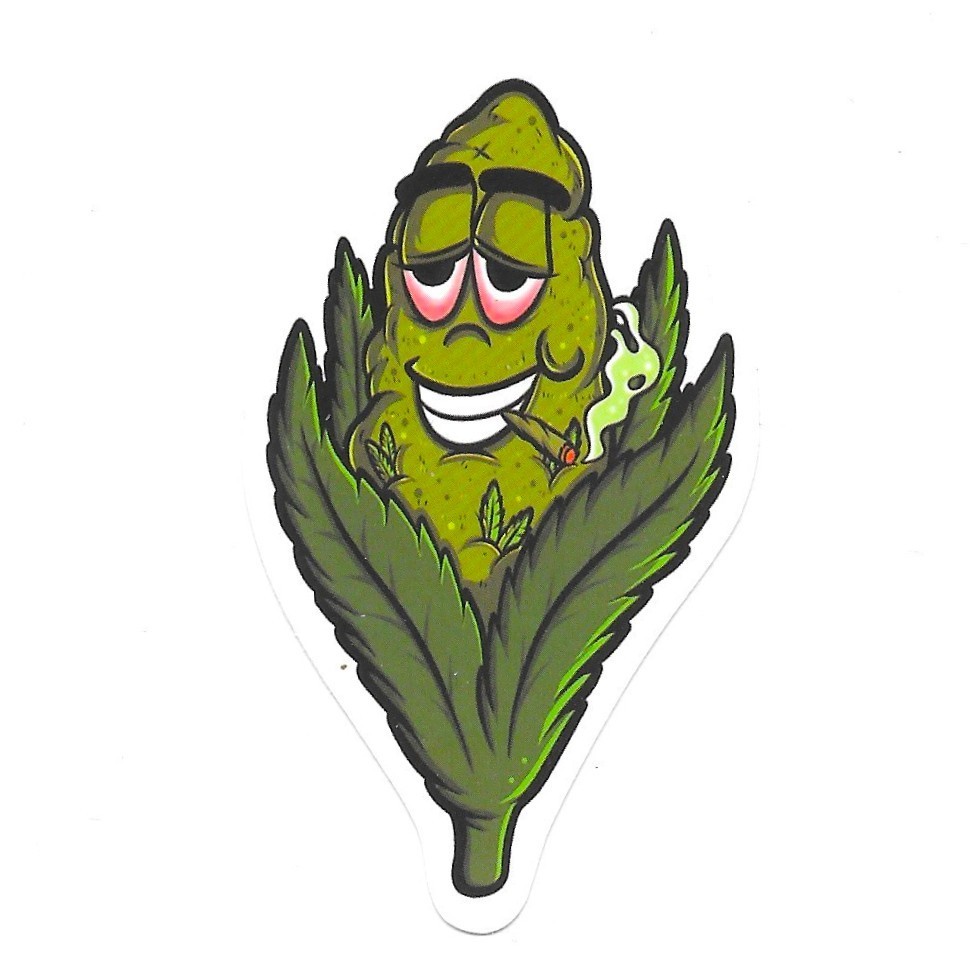 Happy Weed Bud Vinyl Sticker Smiling Nugget Decal Funny 420 Stoner Mascot Gift