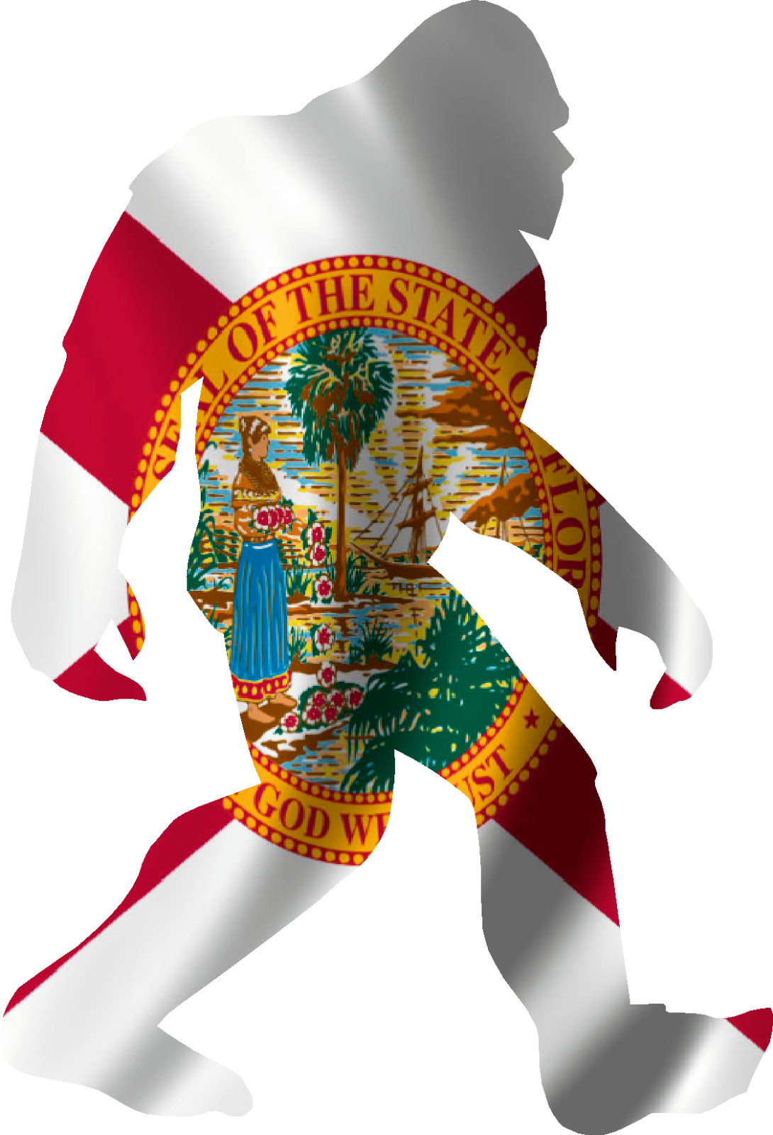Bigfoot Florida Flag – 3.75″ x 5.5″ Vinyl Decal Sticker ebn-sp1696