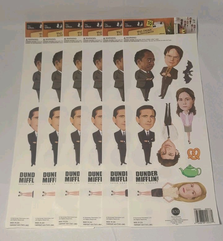 Six Sets of The Office Wall Decals 10 Stickers Per Sheet Wall Laptop New