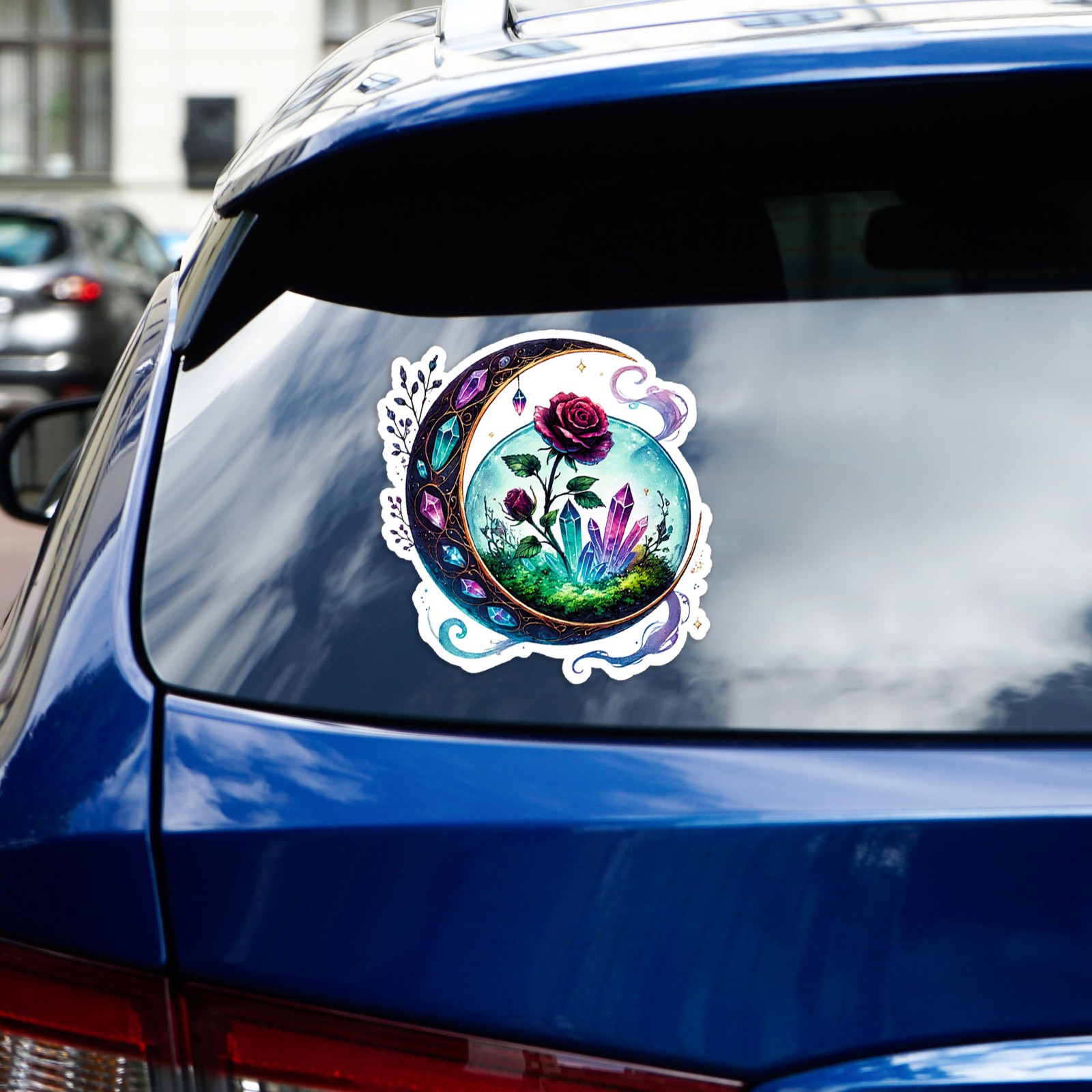 Crystal Moon Rose Orb – Vinyl Decal Sticker – Car Window Laptop – #131