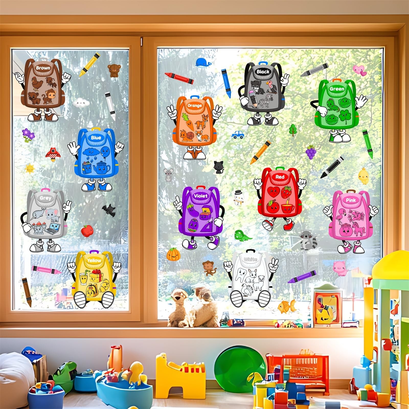 Colorful Classroom Wall Decals Color Learning Window Stickers Educational Wal…