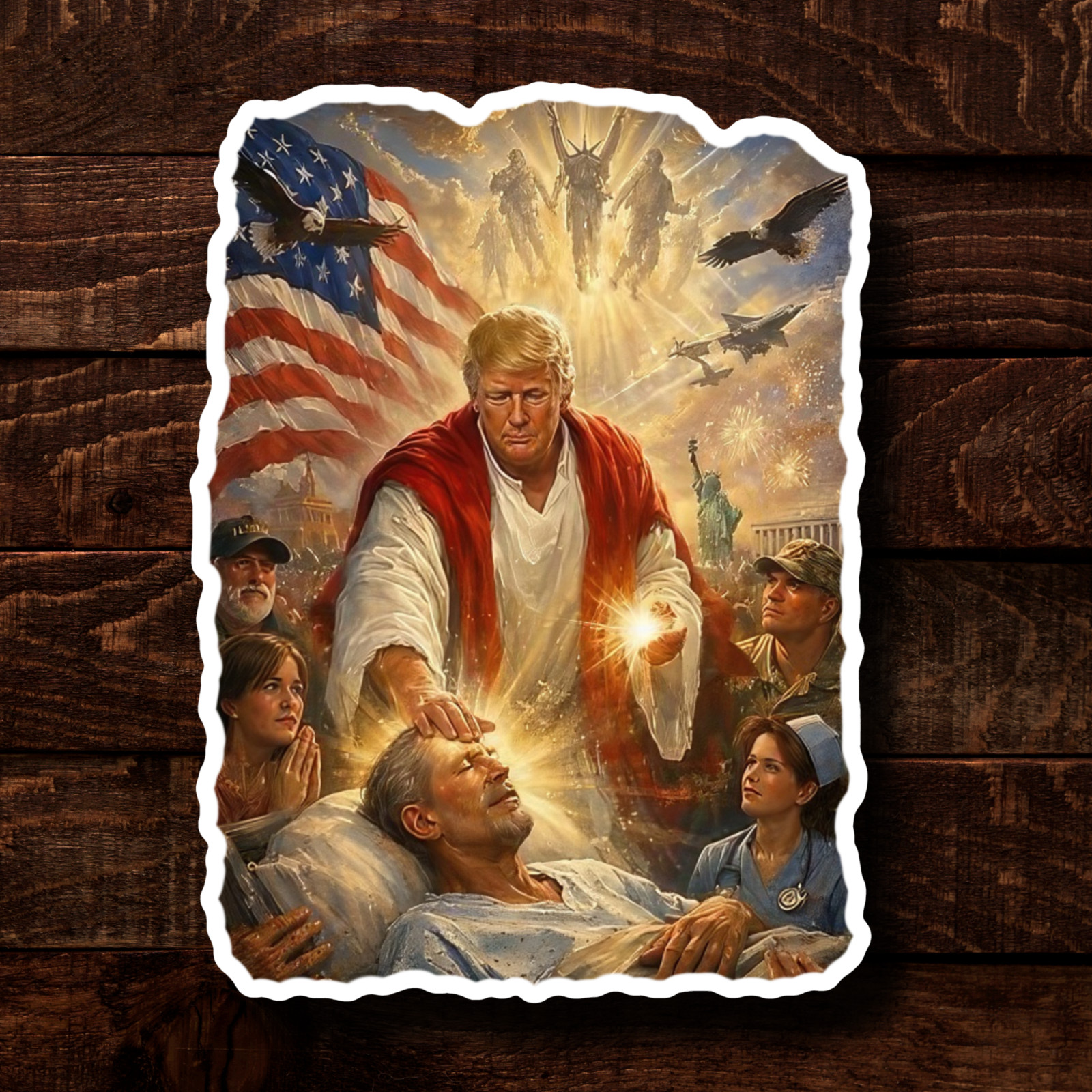 Trump Jesus Sticker AI Funny MEME Waterproof Vinyl Laminated NEW 10/25/50/100