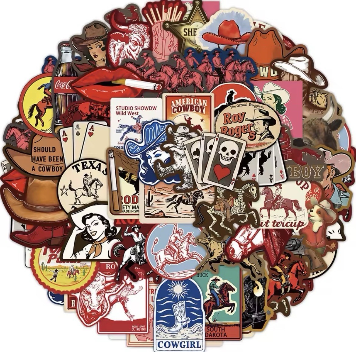 Western Cowboy Style 50pc Stickers Matte Western Cowgirl Stickers FREE SHIPPING