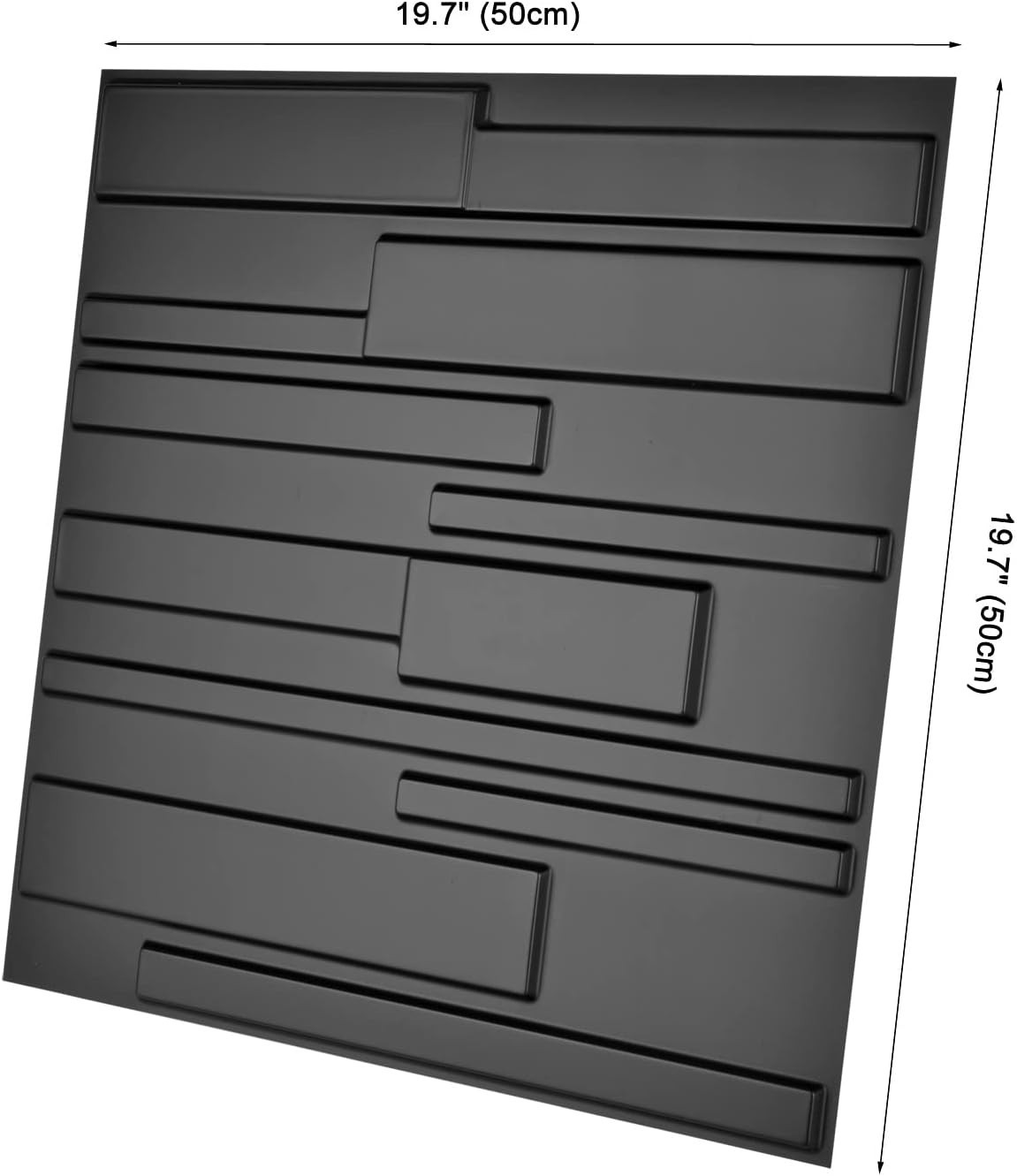 19.7×19.7in PVC 3D Wall Panels Pack of 12 Geometric Black DIY Decor