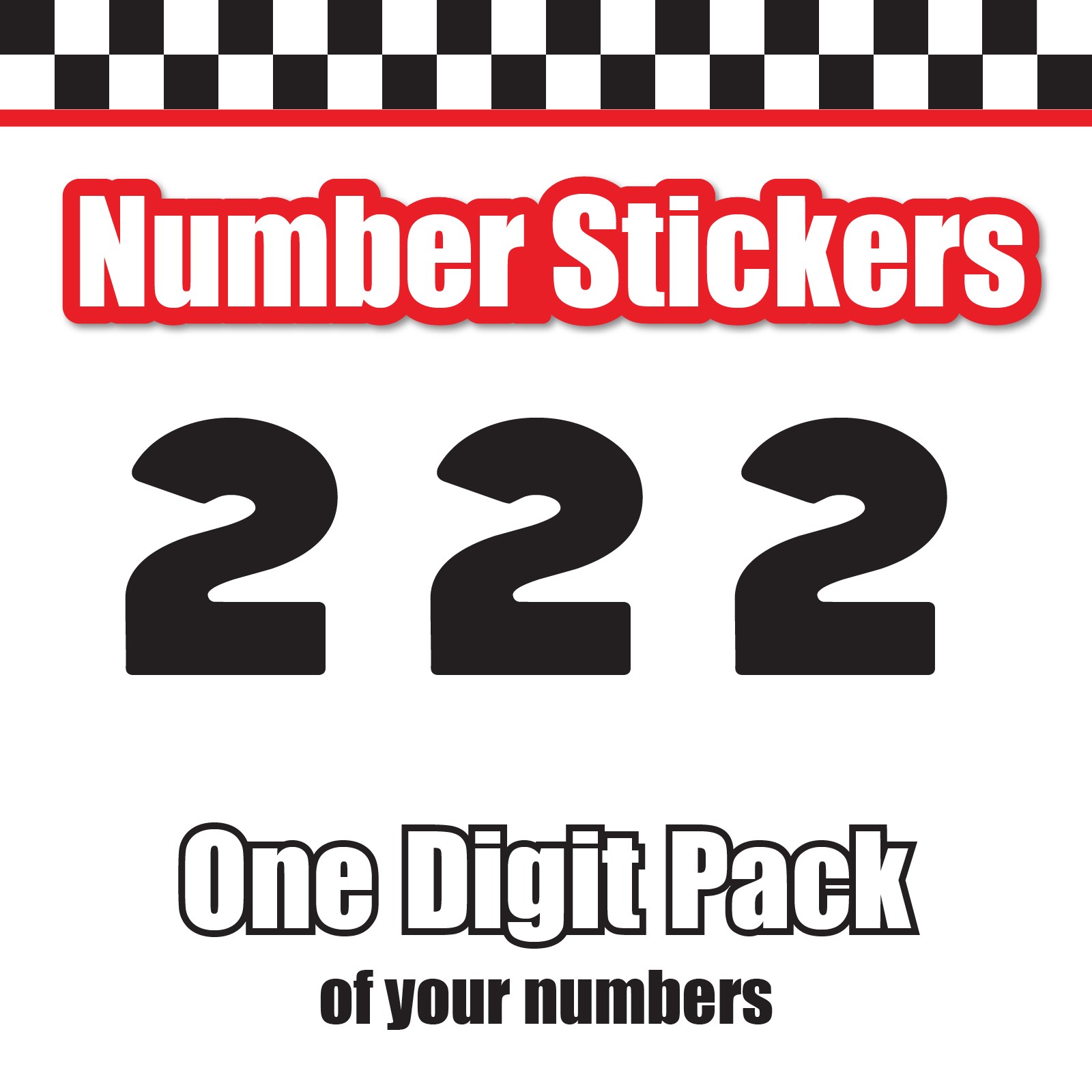 3 Digit Single Number Stickers Custom Decal Locker Door 3pcs WhoopAss